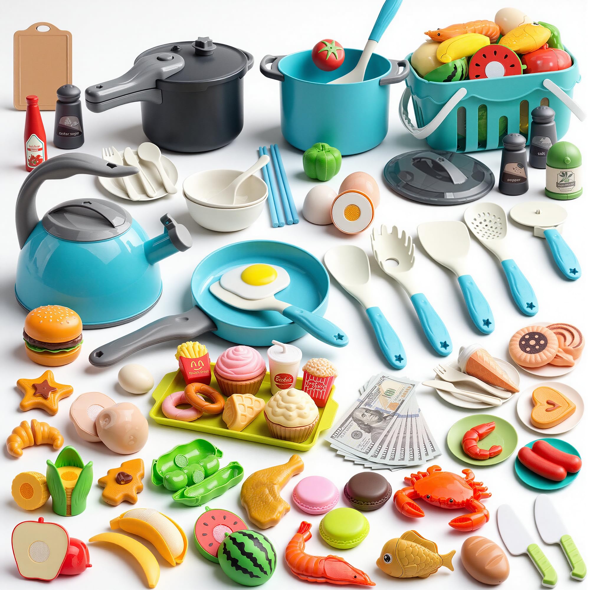 130 Pcs Kitchen Playset — Turquoise