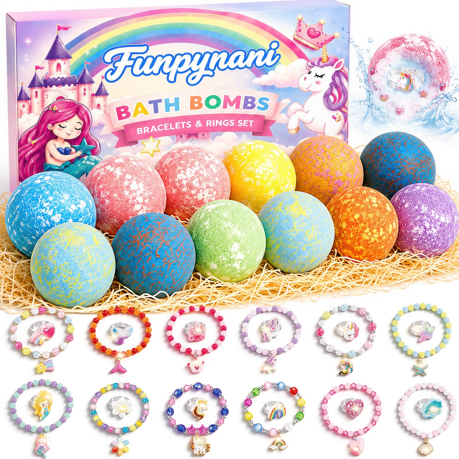 Girls Bath Bombs — 12 Pack, Jewelry Inside