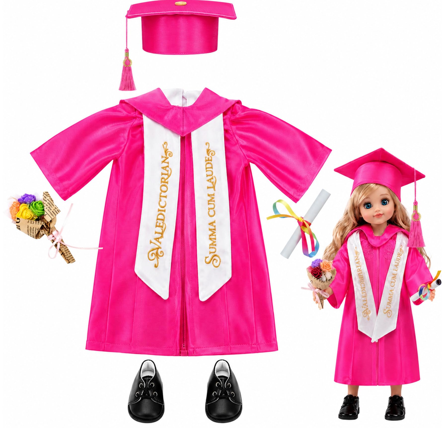 8 Pcs Graduation Gown Doll Clothes and Accesso