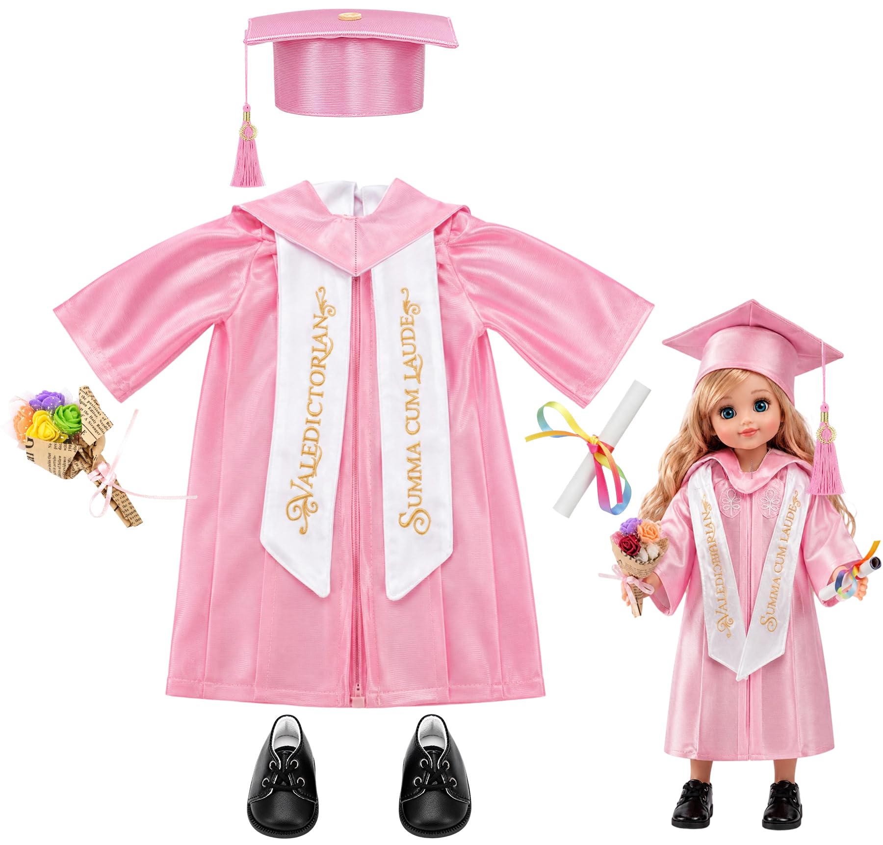 Graduation Gown Set — 8 Pcs, Pink